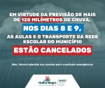 Aulas da rede municipal são canceladas devido às fortes chuvas